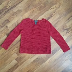 Lauren Ralph Lauren linen crochet Sweater Women petite Small black label bin13